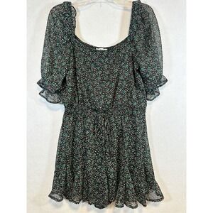 mi ami Short Romper Black‎ with Green Flowers XL